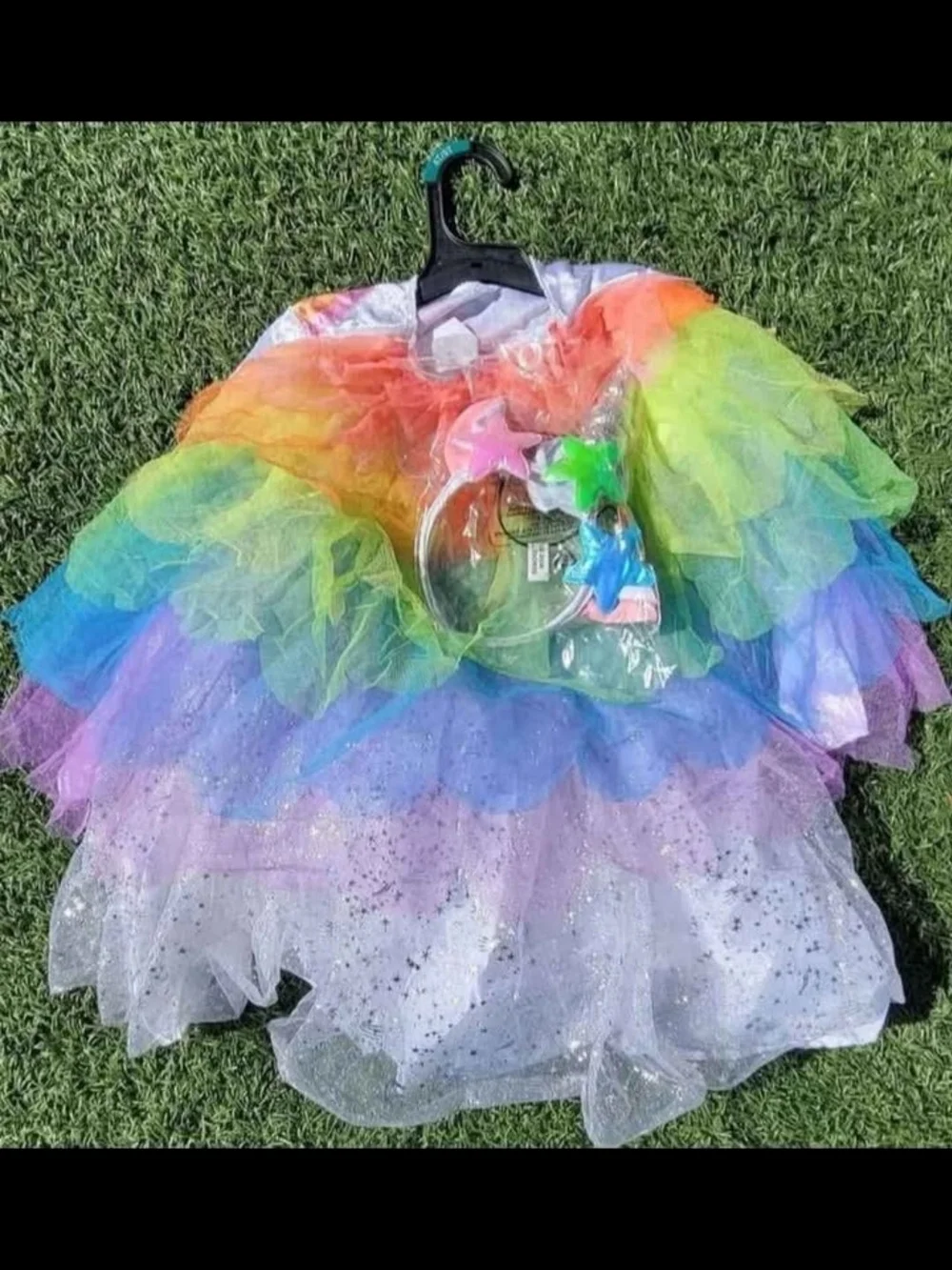 Kids Rainbow Star Costume Dress - White Multicolor Halloween Girls 4t/ 5t